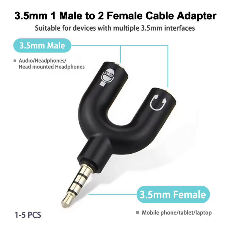 Earphone Splitter Jack - 3.5mm kulaklık ayırıcı mikrofon adaptörü U