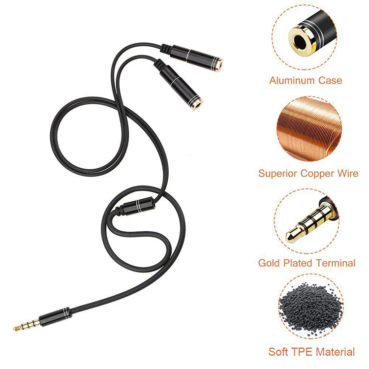 3.5mm Mic Y cep ses dağıtıcı k - Earphone Splitter Jack incelemesi ve fiyatı